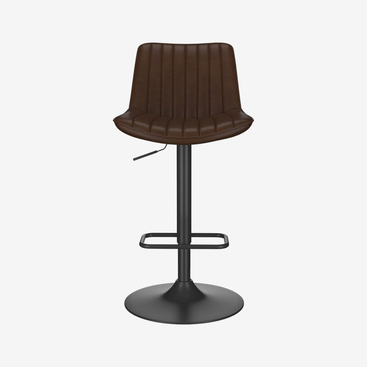 Nexar Leather Upholstered Adjustable Air-Lift Counter Stool With Metal Frame (Set of 2) - Brown/ Black