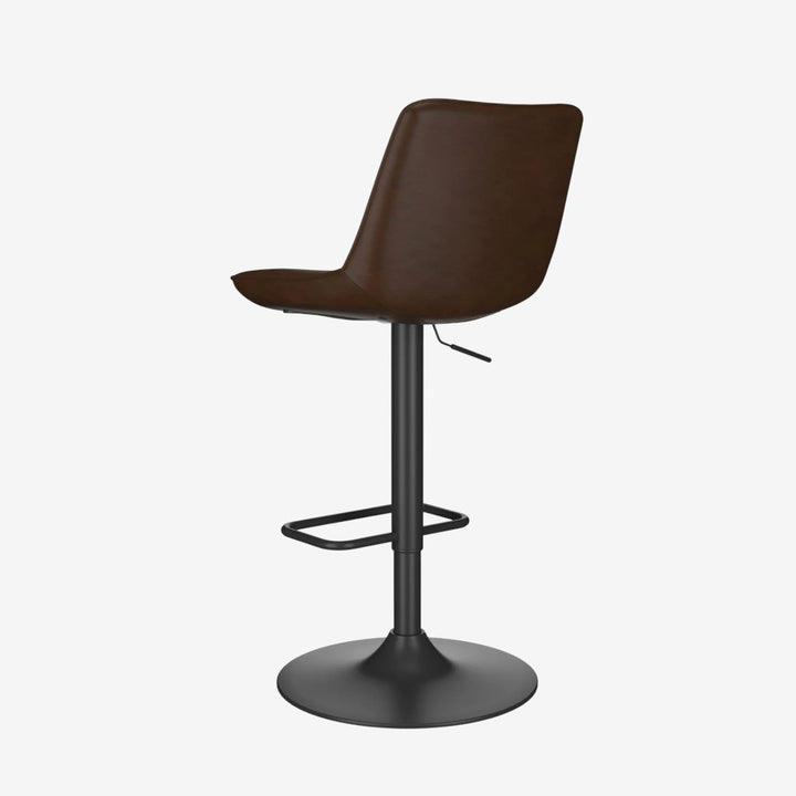 Nexar Leather Upholstered Adjustable Air-Lift Counter Stool With Metal Frame (Set of 2) - Brown/ Black