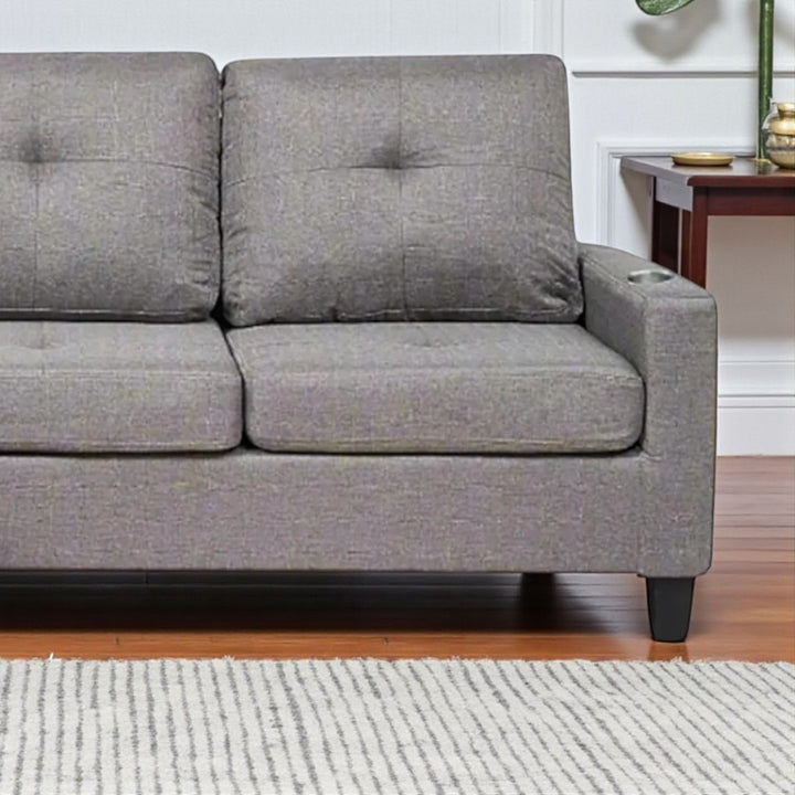 Reeves Sectional Sofa With Built-in Cup Holders & Reversible Chaise - Tempting Grey