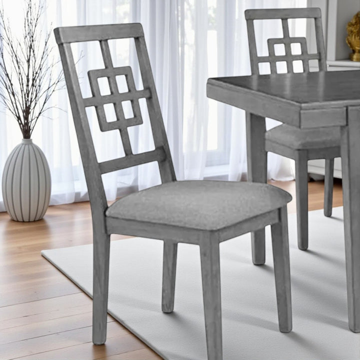 Felix Wooden Dining Table Set For 4 With Fabric Upholstered Chairs - Grey