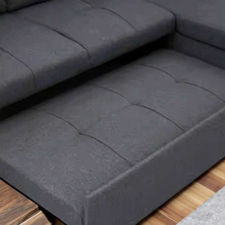Alga Fabric Upholstered Sectional Sofa Bed With Reversible Chaise - Grey