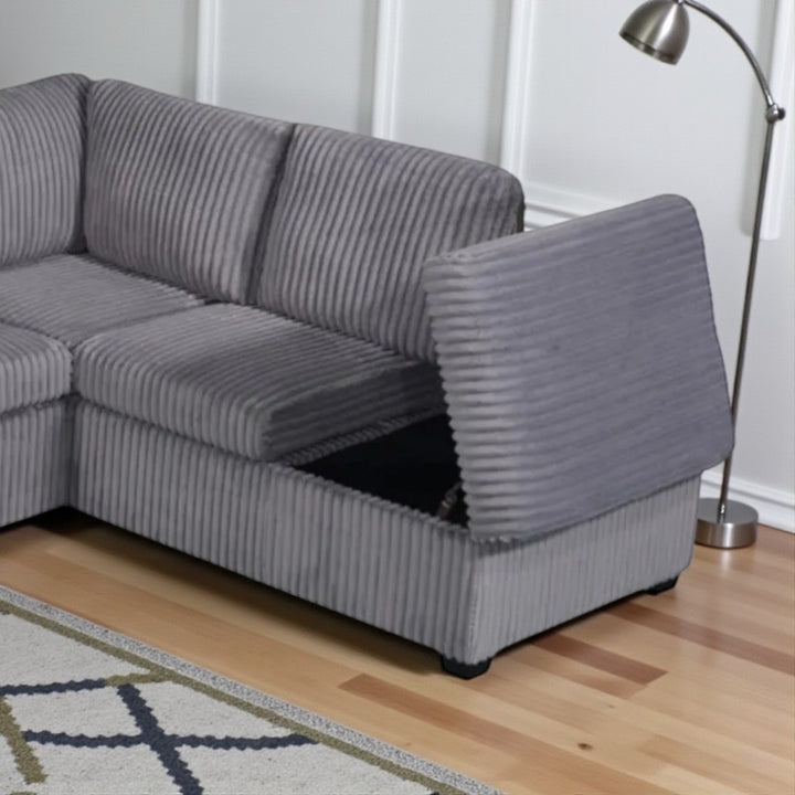 Samuel Fabric Upholstered Sectional Sofa With Reversible Corner Chaise - Grey