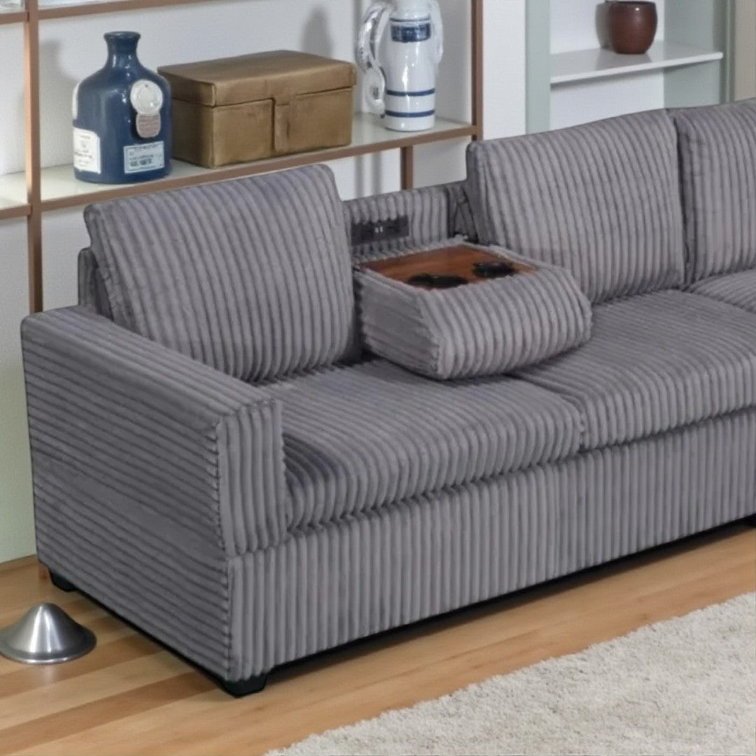 Samuel Fabric Upholstered Sectional Sofa With Reversible Corner Chaise - Grey