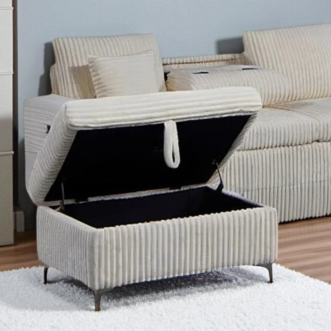 Scott Reversible Sectional Sofa Set In Soft Fabric Upholstery - Beige