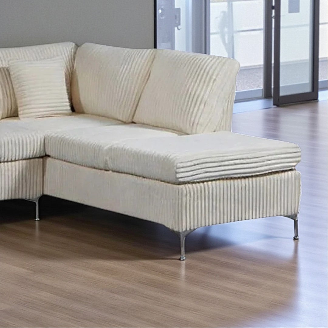 Scott Reversible Sectional Sofa Set In Soft Fabric Upholstery - Beige