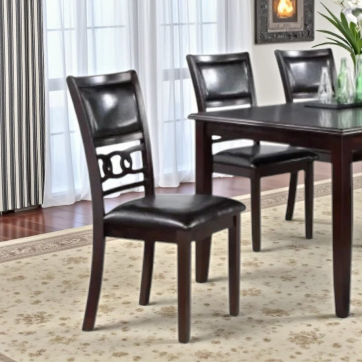 Anna Wooden Dining Table Set For 6 With PU Upholstered Chairs & Bench - Espresso