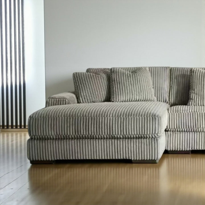 Drexon 3-Piece Sectional Sofa In Fabric Upholstery - Grey | Available In LHF/ RHF Configuration