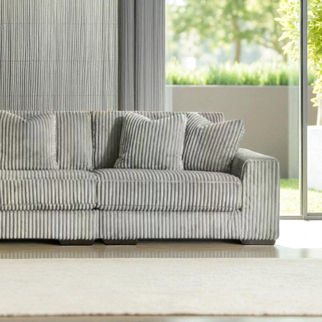 Drexon 3-Piece Sectional Sofa In Fabric Upholstery - Grey | Available In LHF/ RHF Configuration