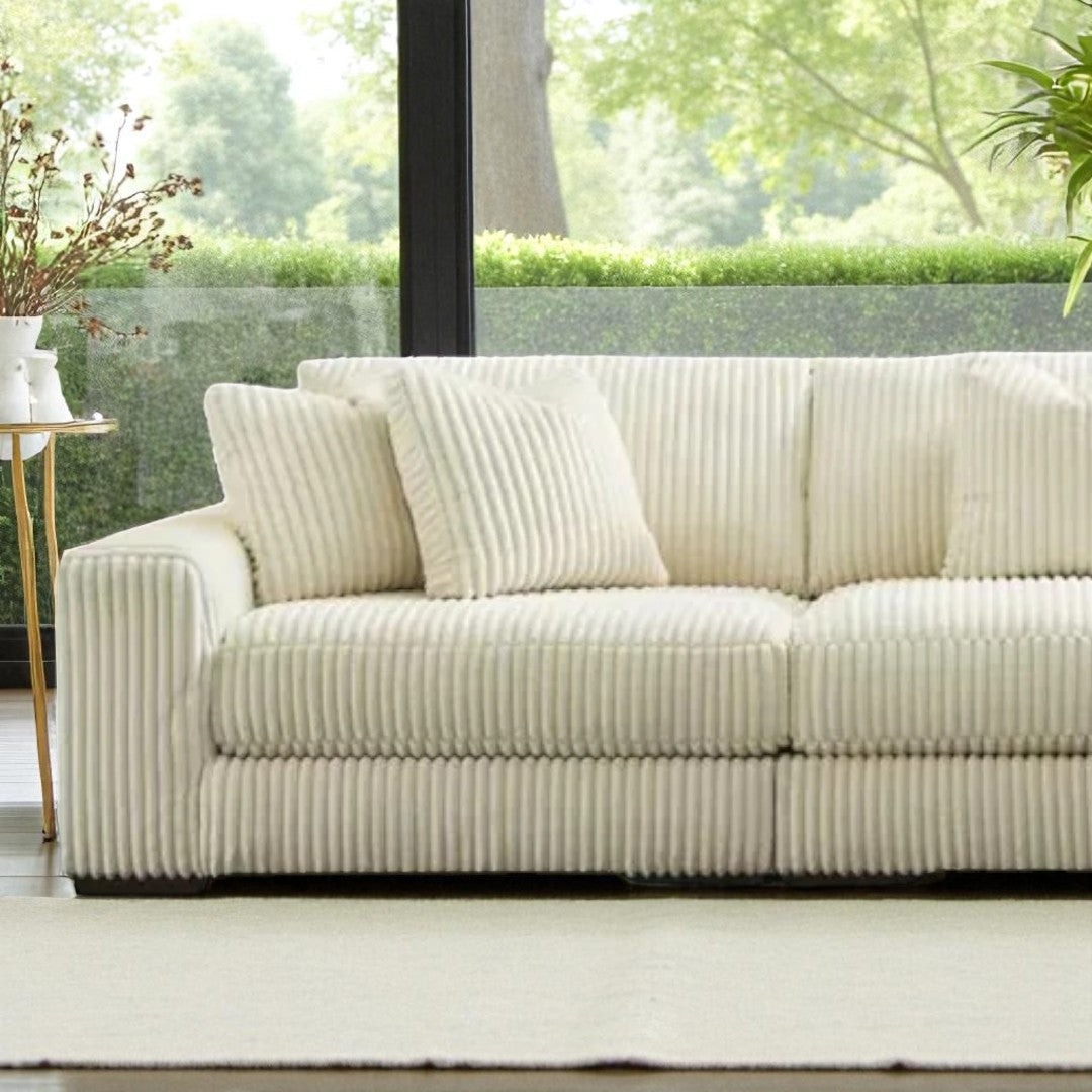 Drexon 3-Piece Sectional Sofa In Fabric Upholstery - Beige | Available In LHF/ RHF Configuration