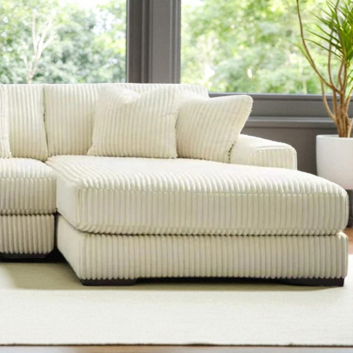 Drexon 3-Piece Sectional Sofa In Fabric Upholstery - Beige | Available In LHF/ RHF Configuration