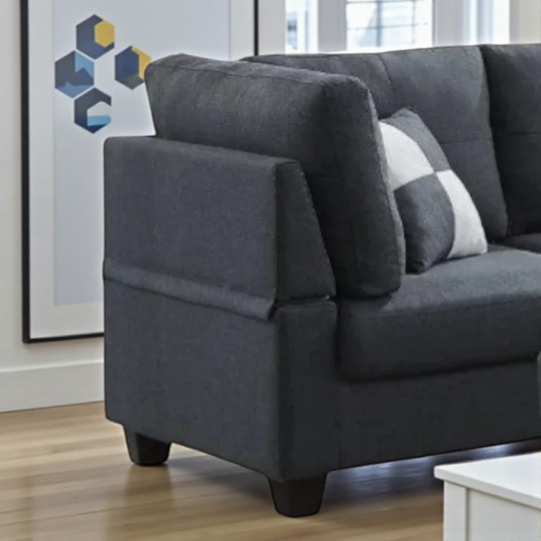 Maxime 4-Piece Fabric Upholstered Sectional Sofa With Reversible Chaise - Grey