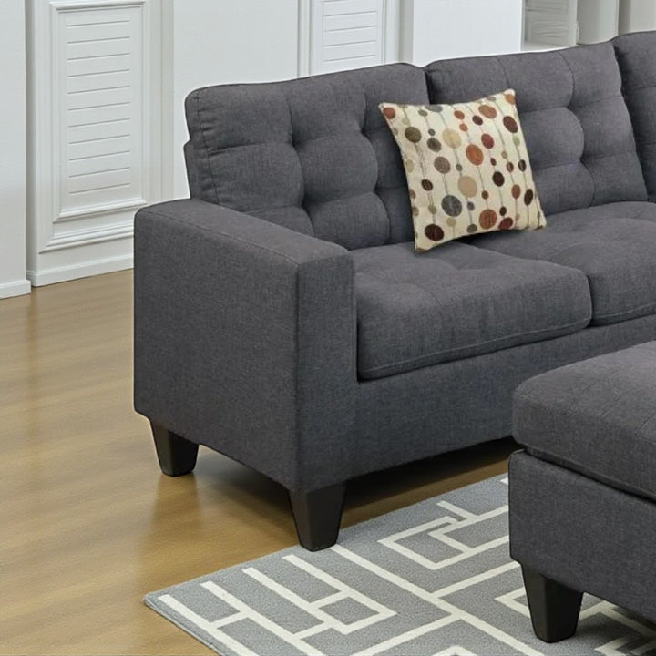 Dawson 4-Piece Fabric Upholstered Sectional Sofa With Cocktail Ottoman - Grey