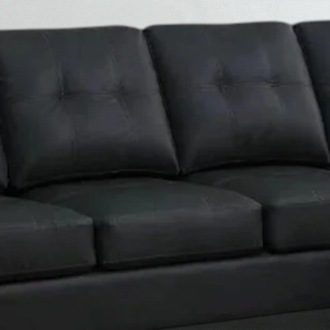 Bexen PU Upholstered Sectional Sofa With Reversible Chaise - Black