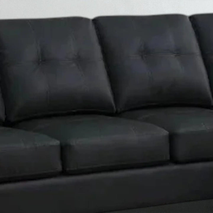Bexen PU Upholstered Sectional Sofa With Reversible Chaise - Black