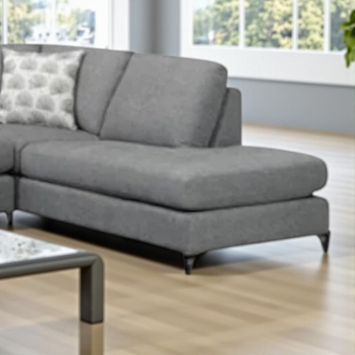 Monarch Fabric Upholstered Sectional Sofa With RHF Corner Chaise - Grey