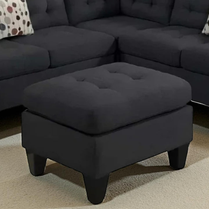 Dawson 4-Piece Fabric Upholstered Sectional Sofa With Cocktail Ottoman - Black