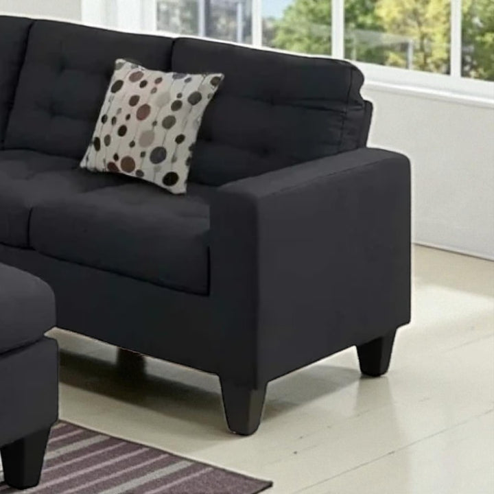Dawson 4-Piece Fabric Upholstered Sectional Sofa With Cocktail Ottoman - Black