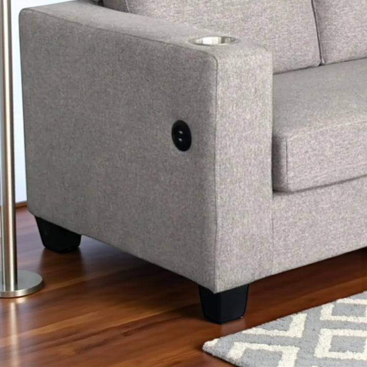 Luke Fabric Upholstered Sectional Sofa With Reversible Chaise - Grey