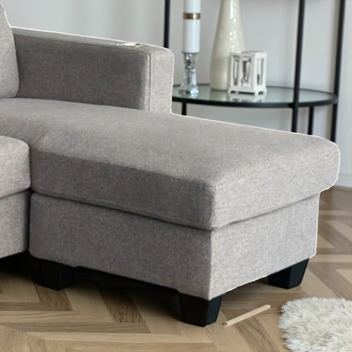 Luke Fabric Upholstered Sectional Sofa With Reversible Chaise - Grey