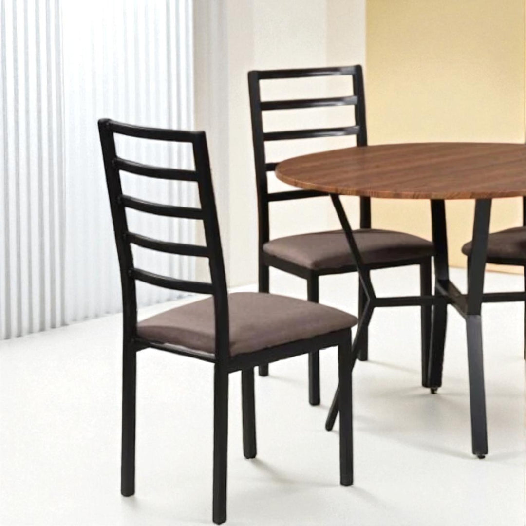 Russel Metallic Dining Table Set For 4 With Fabric Upholstered Chairs - Black