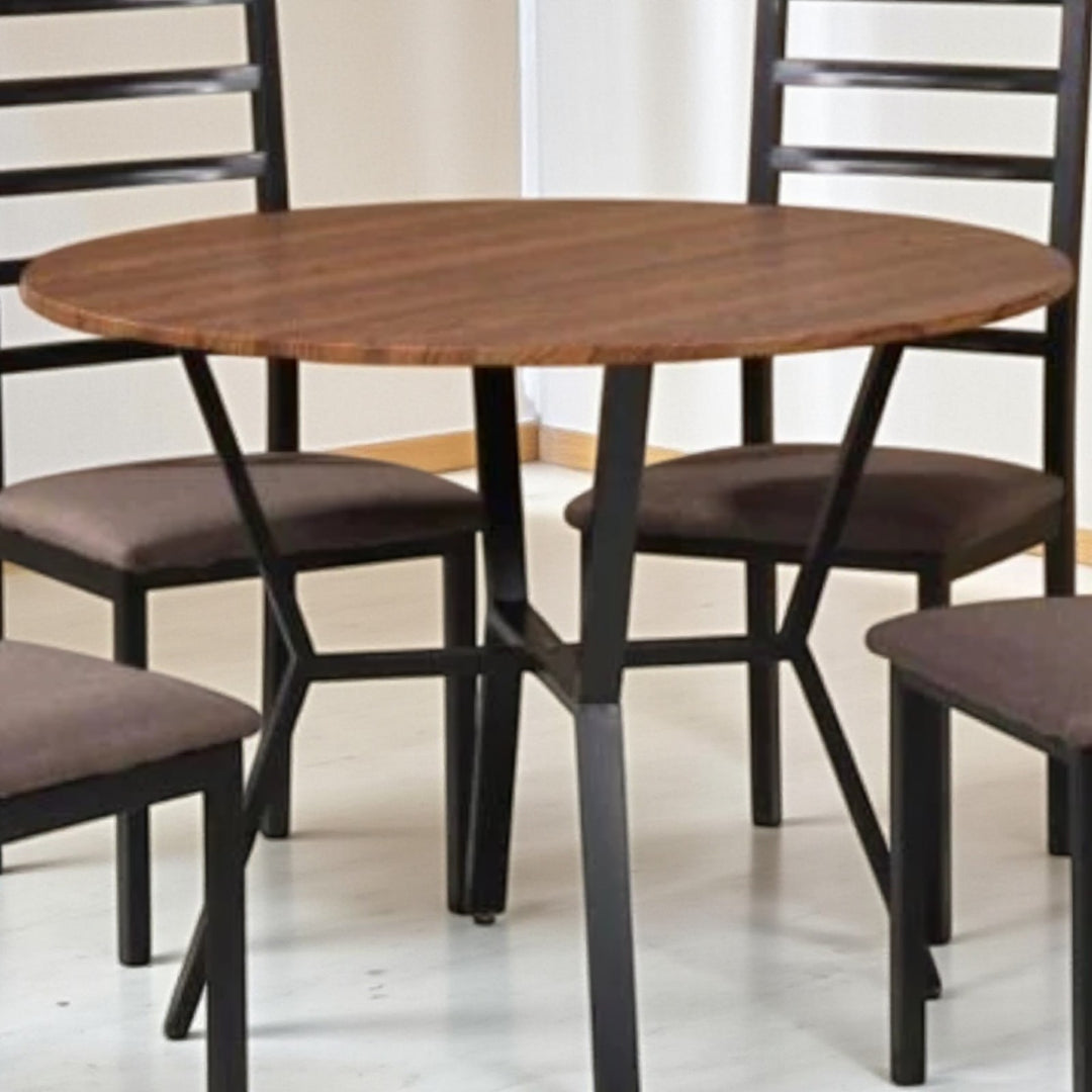 Russel Metallic Dining Table Set For 4 With Fabric Upholstered Chairs - Black