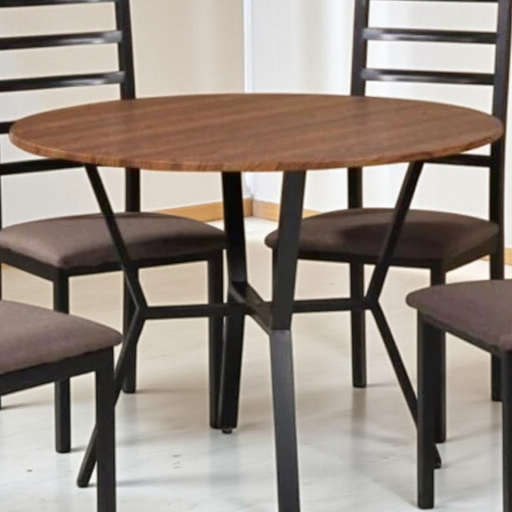 Russel Metallic Dining Table Set For 4 With Fabric Upholstered Chairs - Black