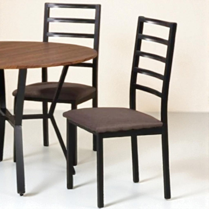 Russel Metallic Dining Table Set For 4 With Fabric Upholstered Chairs - Black