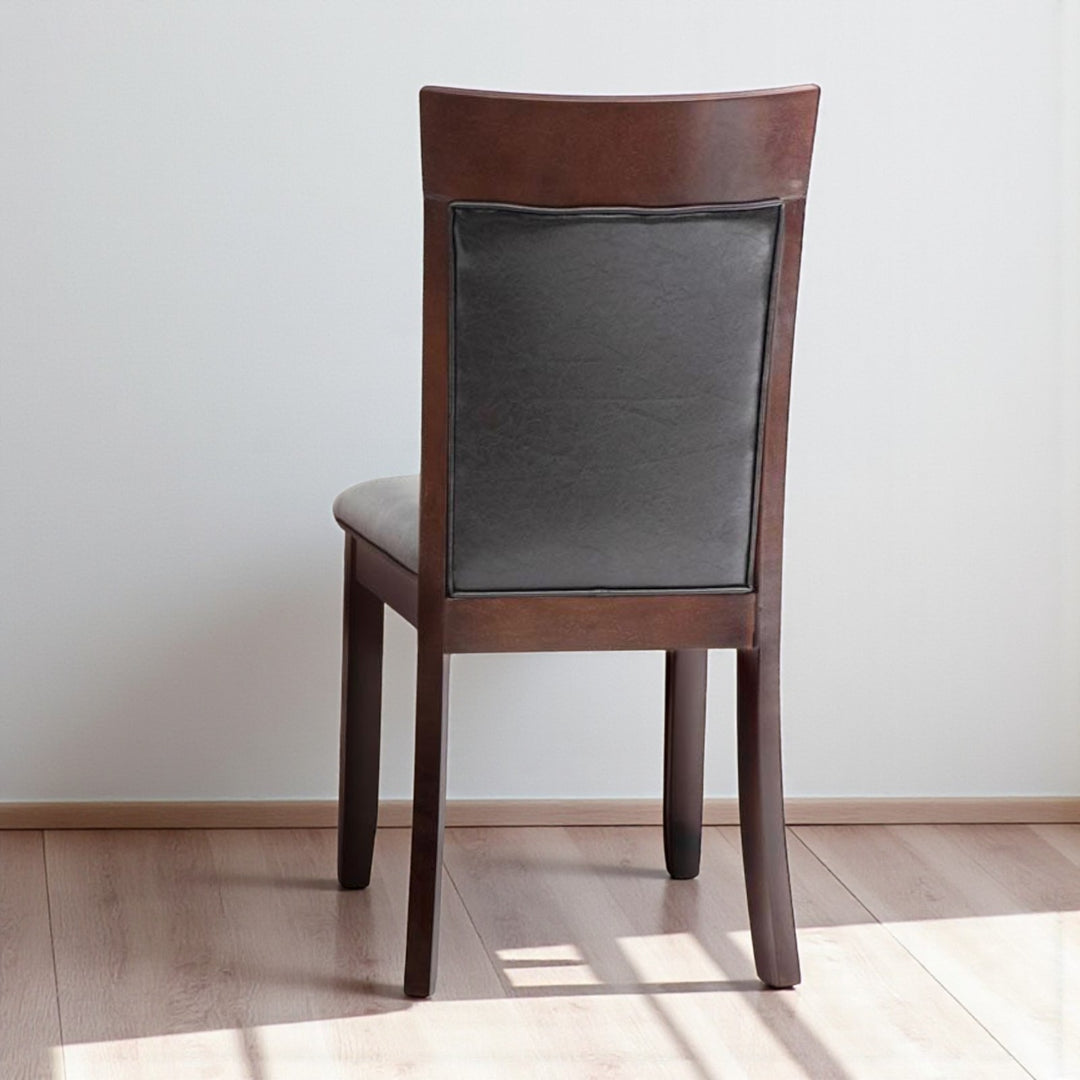 Norix Wooden Dining Table Set For 4 With PU Upholstered Chairs - Espresso/ Black