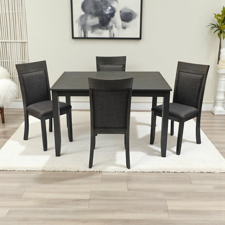 Norix Wooden Dining Table Set For 4 With Fabric Upholstered Chairs - Grey