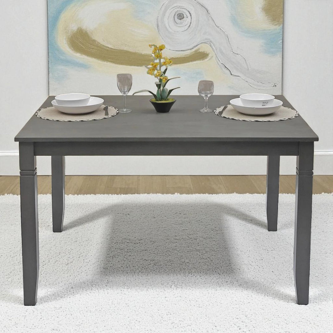 Norix Wooden Dining Table Set For 4 With Fabric Upholstered Chairs - Grey