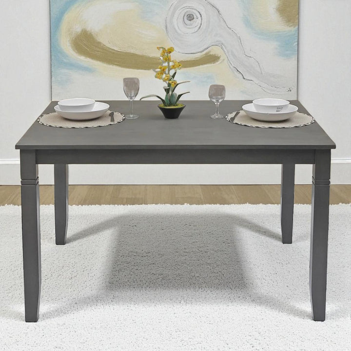 Norix Wooden Dining Table Set For 4 With Fabric Upholstered Chairs - Grey