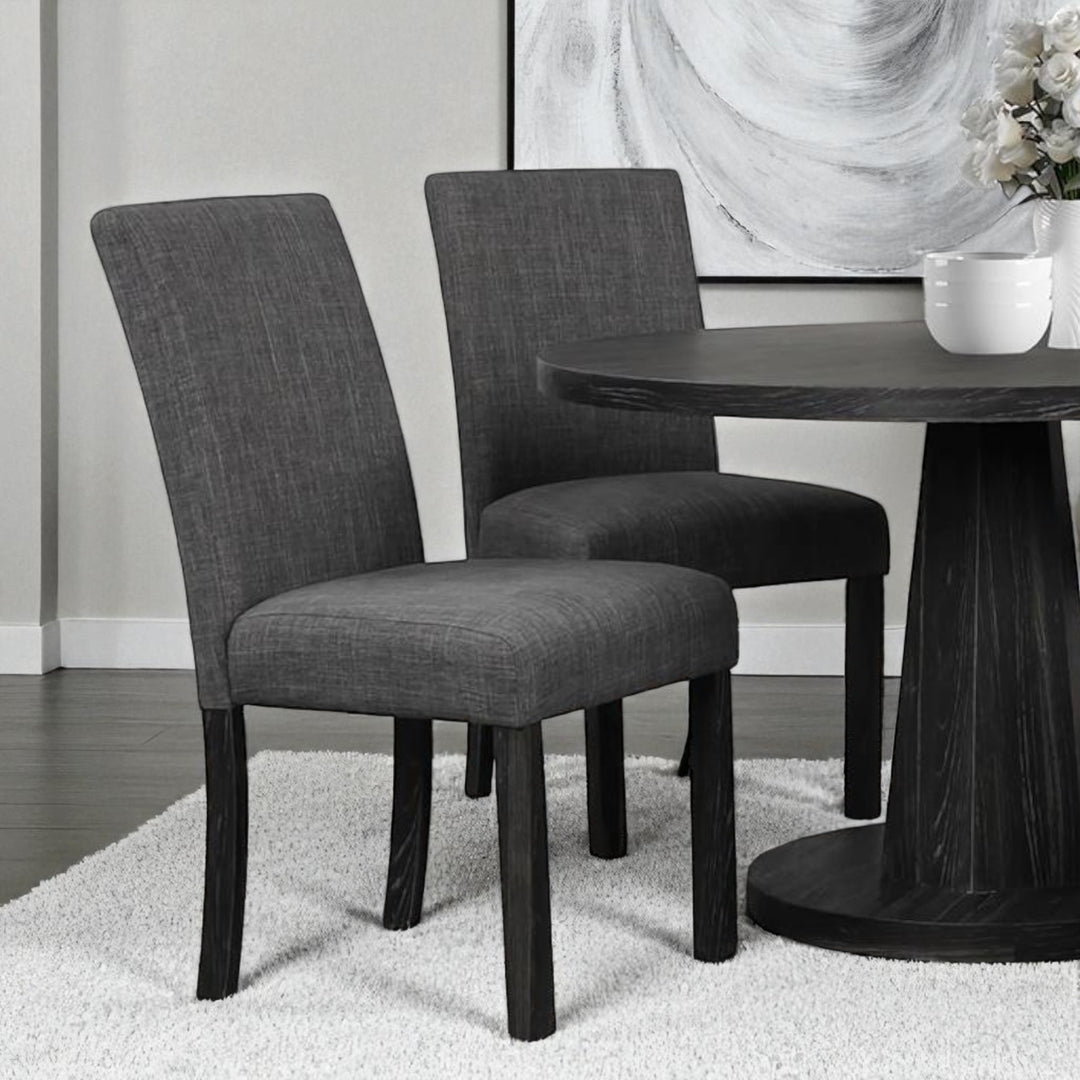 Milano Wooden Dining Table Set For 4 With Fabric Upholstered Chairs - Dark Grey