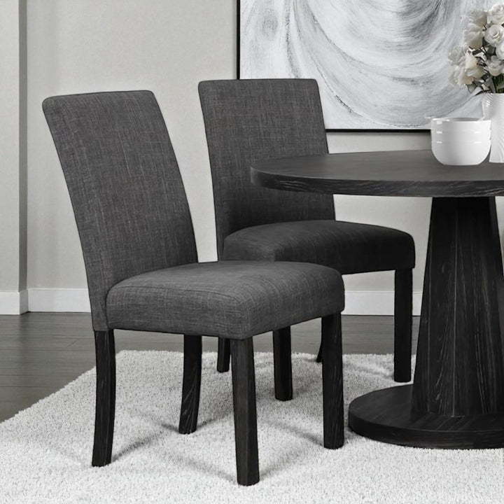 Milano Wooden Dining Table Set For 4 With Fabric Upholstered Chairs - Dark Grey