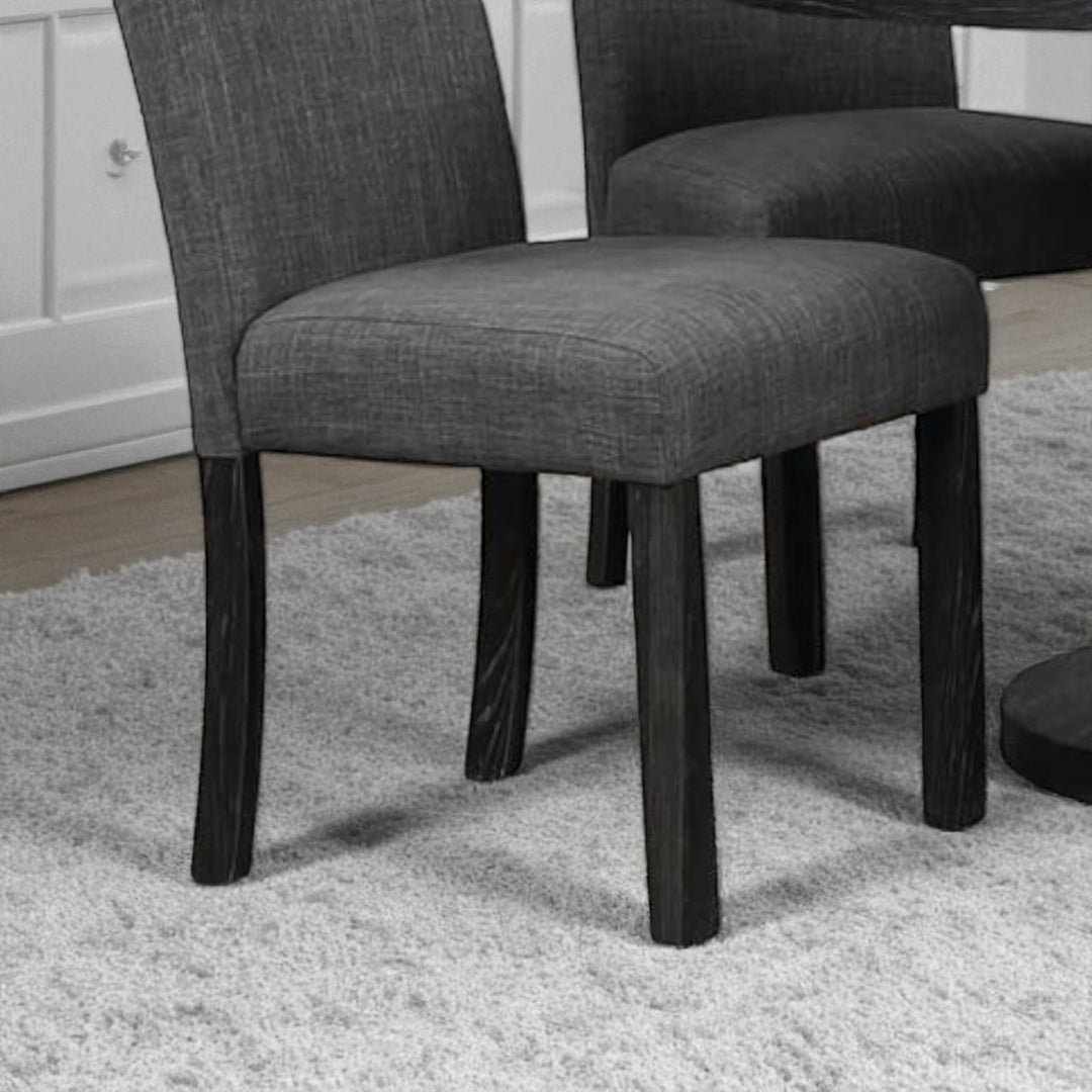 Milano Wooden Dining Table Set For 4 With Fabric Upholstered Chairs - Dark Grey