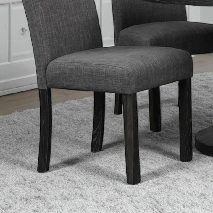 Milano Wooden Dining Table Set For 4 With Fabric Upholstered Chairs - Dark Grey