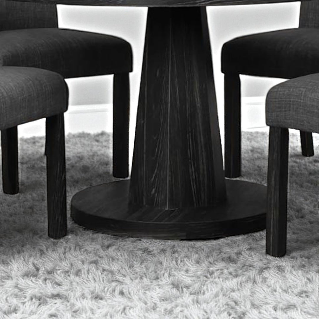 Milano Wooden Dining Table Set For 4 With Fabric Upholstered Chairs - Dark Grey