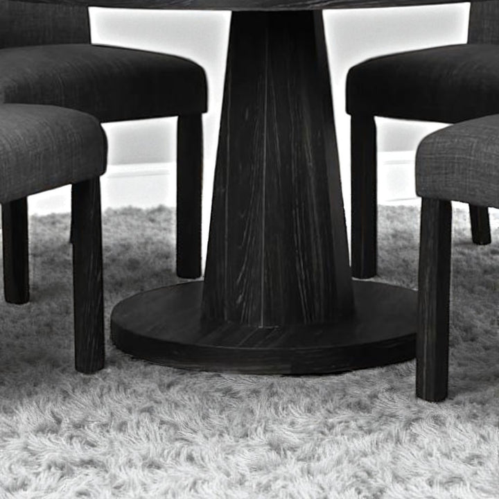 Milano Wooden Dining Table Set For 4 With Fabric Upholstered Chairs - Dark Grey