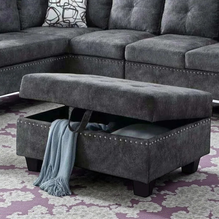 Senti Luxurious Sectional Sofa Set With LHF Chaise &amp; Storage Ottoman - Grey