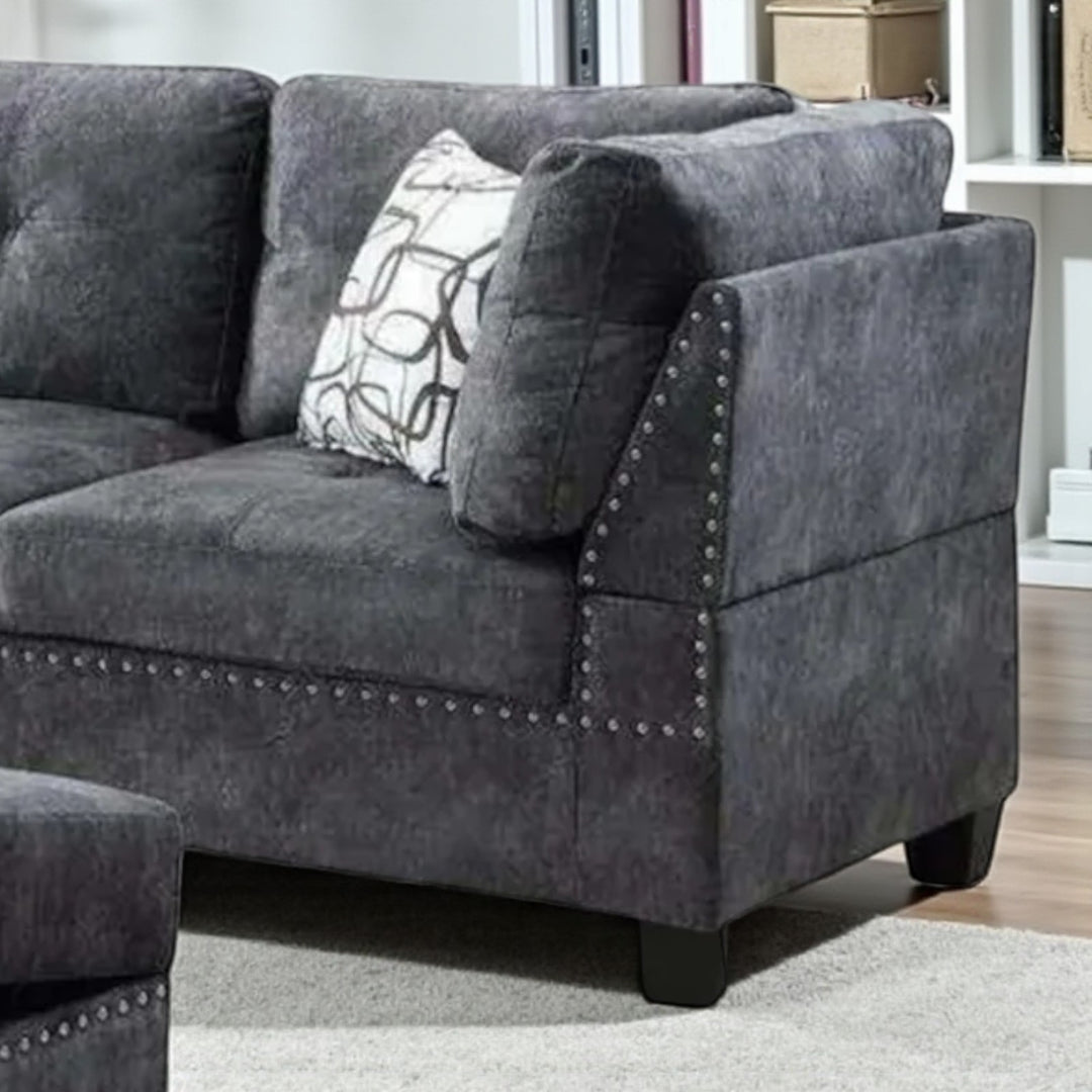 Senti Luxurious Sectional Sofa Set With LHF Chaise &amp; Storage Ottoman - Grey