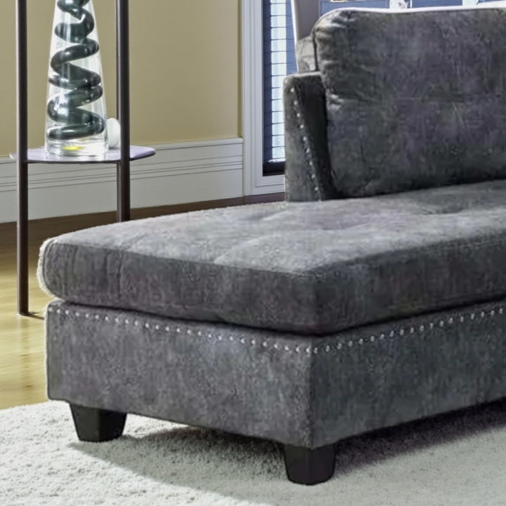 Senti Luxurious Sectional Sofa Set With LHF Chaise &amp; Storage Ottoman - Grey