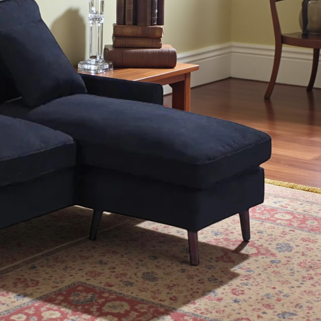 Amelia Fabric Upholstered Sectional Sofa With Reversible Chaise - Black