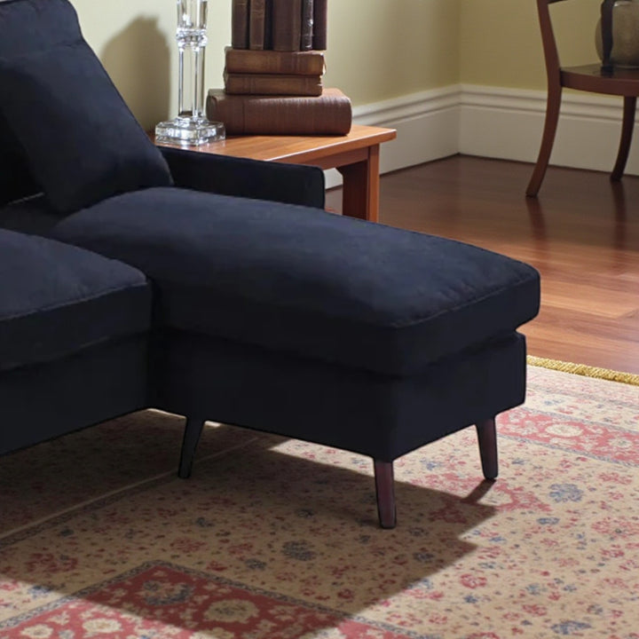 Amelia Fabric Upholstered Sectional Sofa With Reversible Chaise - Black