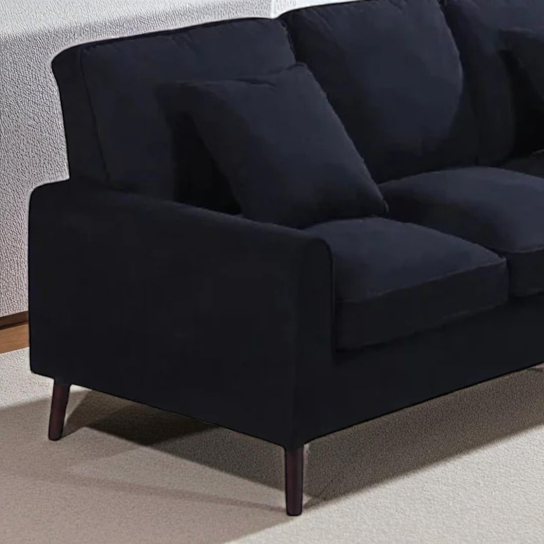 Amelia Fabric Upholstered Sectional Sofa With Reversible Chaise - Black