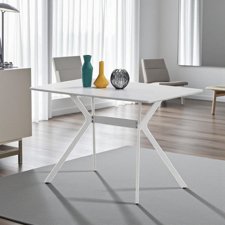 Sonnet Metallic Dining Table Set For 4 With PU Upholstered Chairs - White