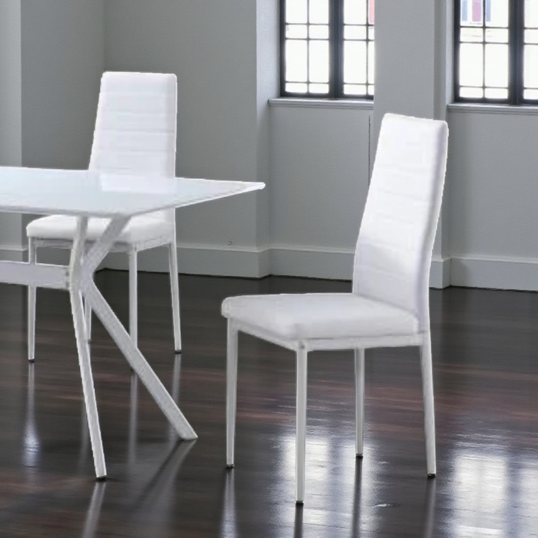 Sonnet Metallic Dining Table Set For 4 With PU Upholstered Chairs - White