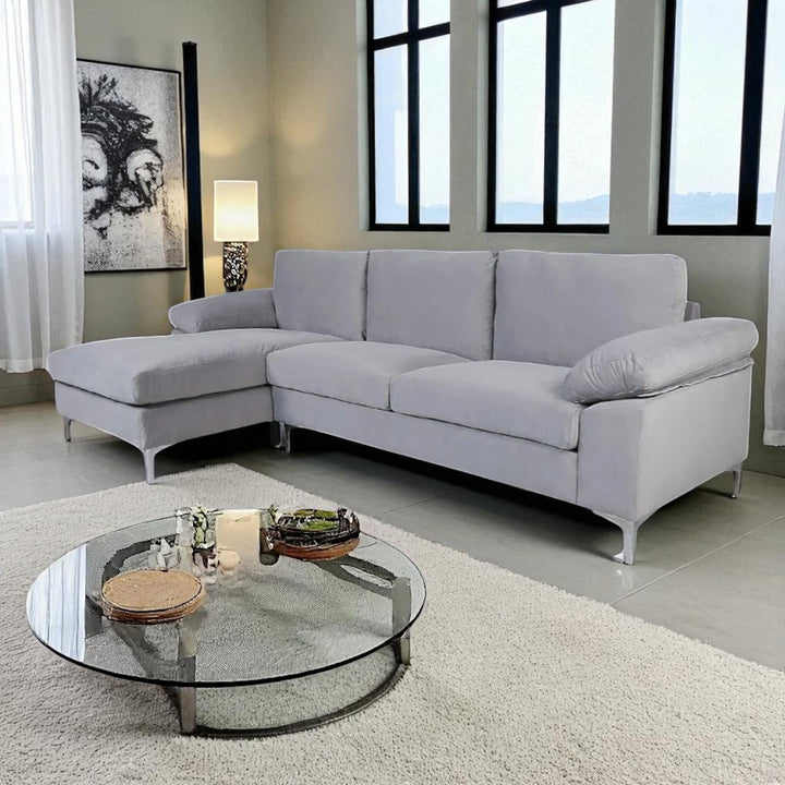 Bryce Tranquil Sectional Sofa With LHF Lounger Chaise - Exquisite Grey