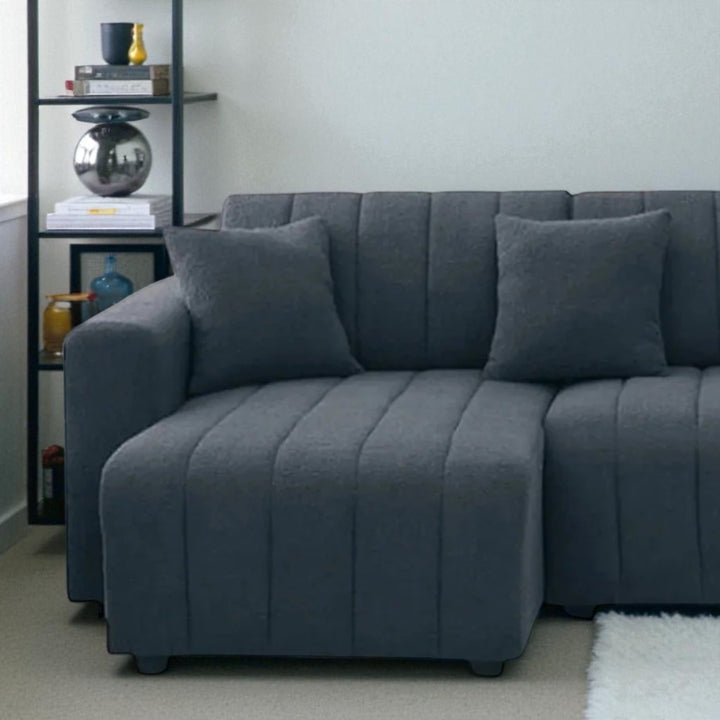 Breck Reversible Sectional Sofa In Wool Upholstery - Dark Grey
