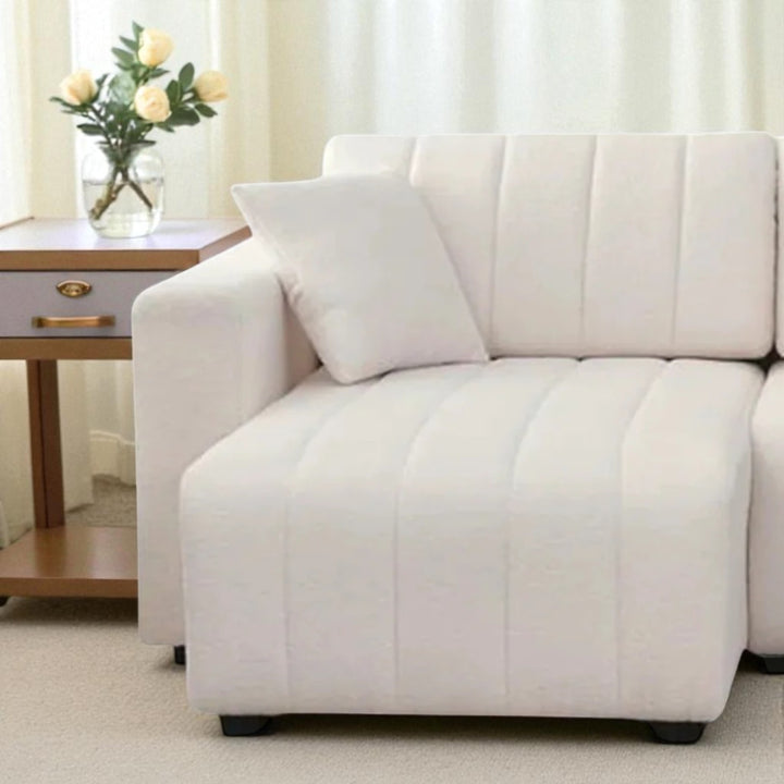 Breck Reversible Sectional Sofa In Wool Upholstery - Beige