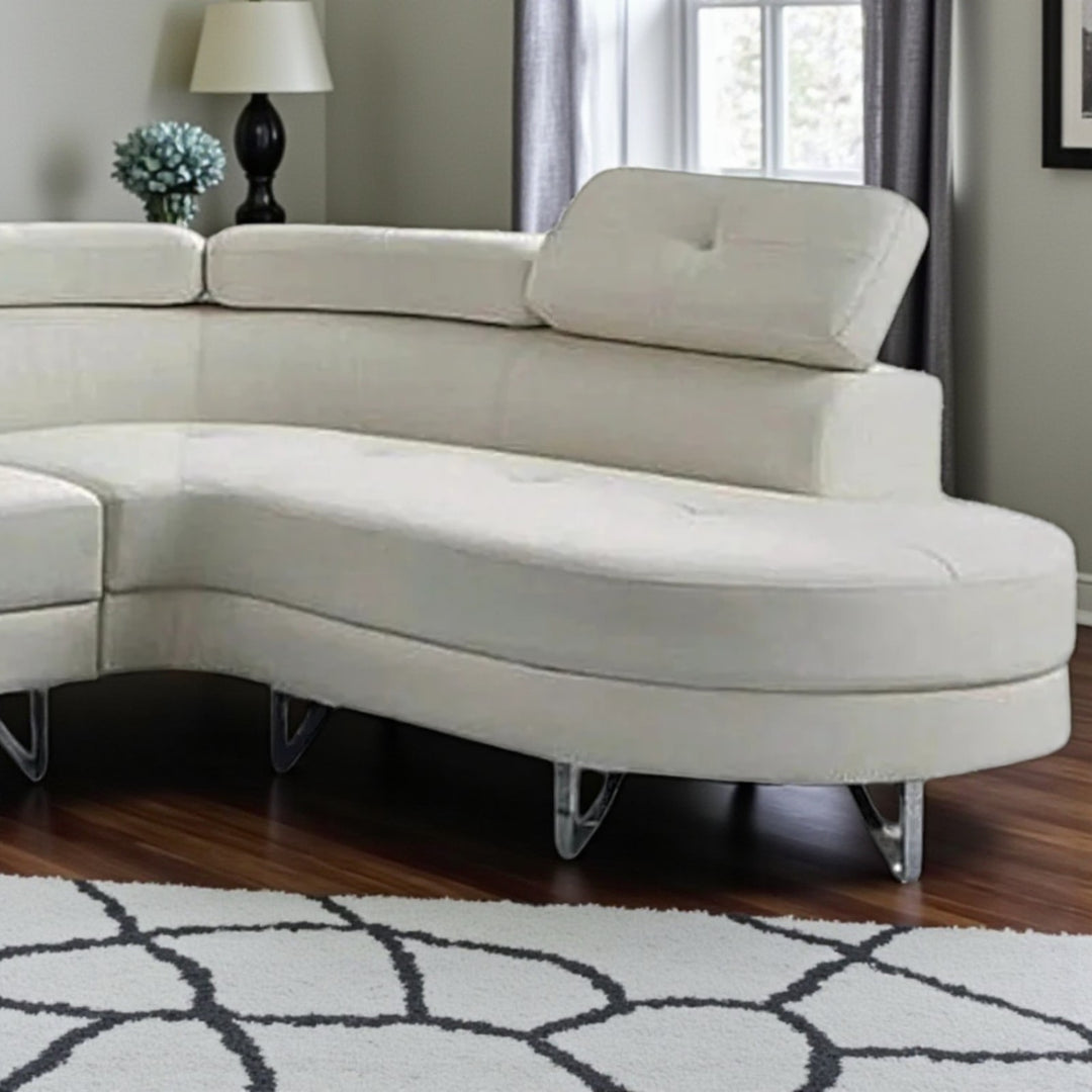 Wisla Sectional Sofa With Faux Leather Upholstery & RHF Chaise - Flourish White