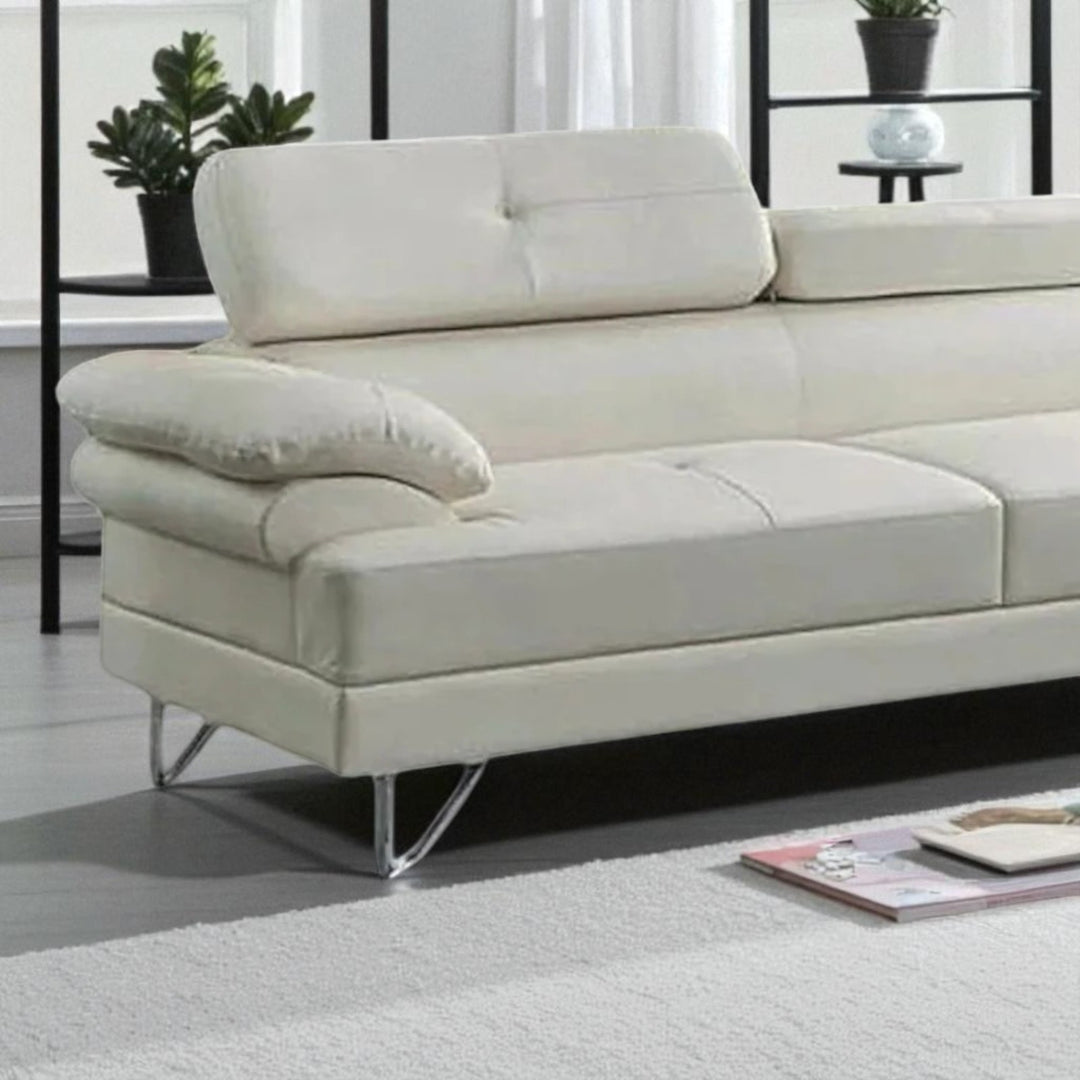 Wisla Sectional Sofa With Faux Leather Upholstery & RHF Chaise - Flourish White
